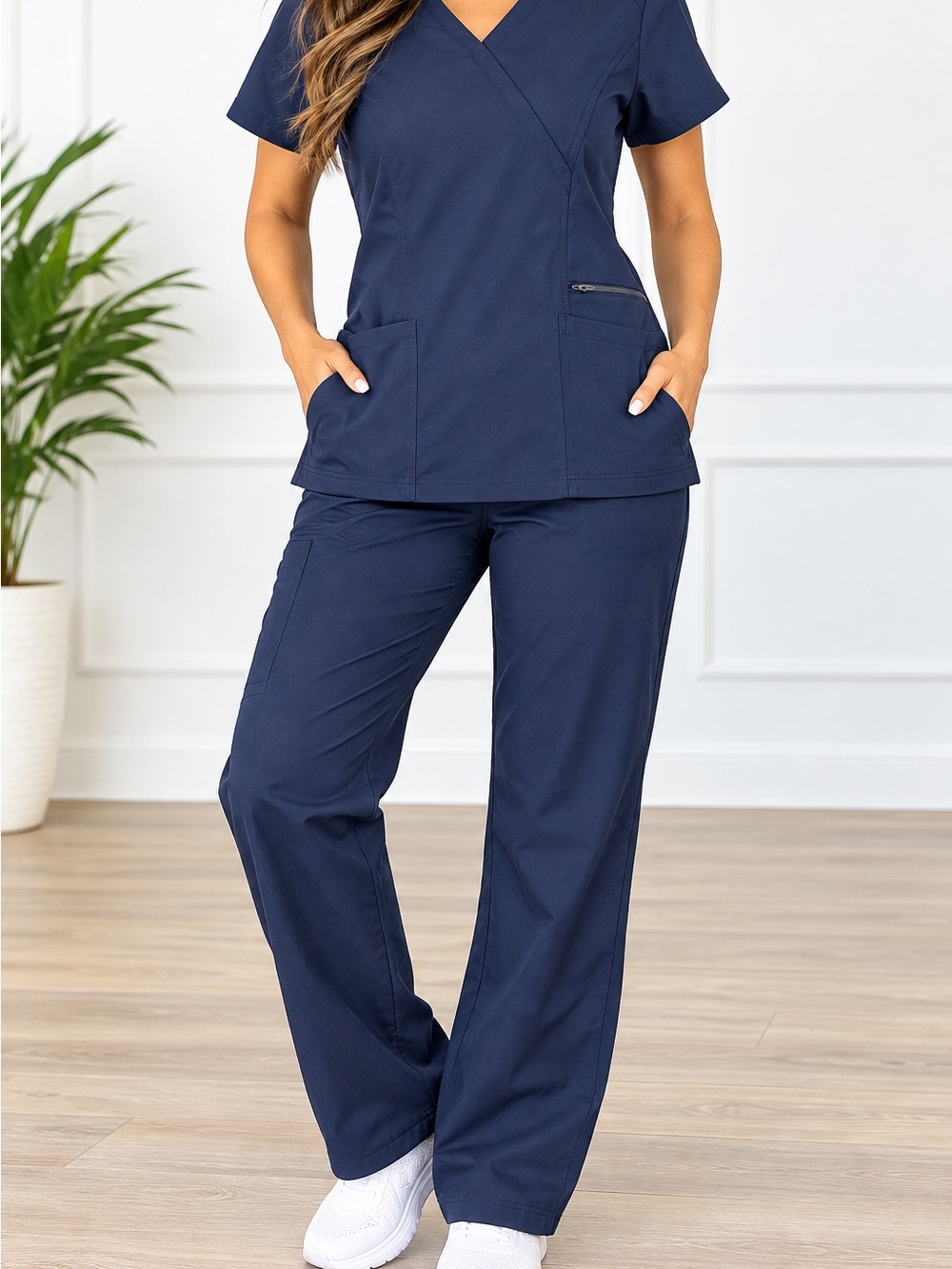 Cozyfit Navy Blue Scrub Set Size Medium 2-Piece Set